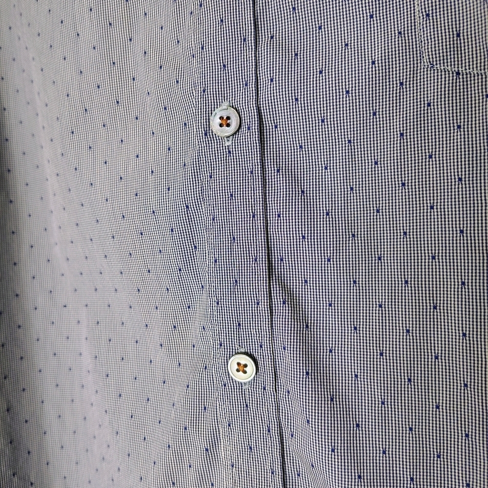 Ted Baker London Men's Blue Micro Print W/Polkadot TextureButton Up Shirt Size 6 - Picture 6 of 14